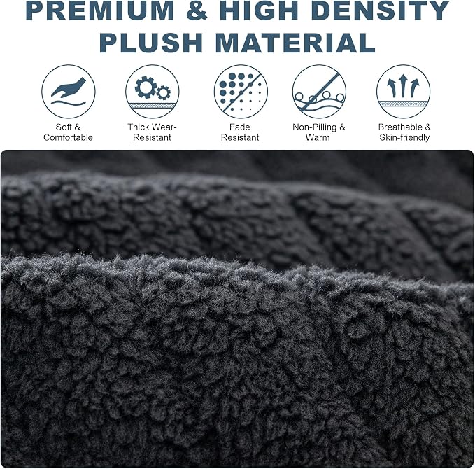 OTOB Couch Cover for Dogs Washable, Non Slip Plush Fuzzy Sofa Covers for 3 Cushion Couch All Seasons, Kids Pet Friendly Soft Cozy Furniture Protector Sofa Slipcovers (Dark Gray, 27.6" x 82.7") - Image 3