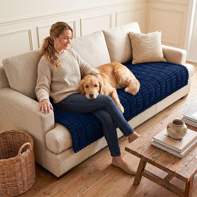 hyha Couch Cover for Dogs, Washable Non Slip Plush Flannel Sofa Protector | Thick Flannel, Anti-Slip Backing, Pet Hair & Scratch Protection, Fits Sofa & Loveseat (35.4" x 63") - Image 2