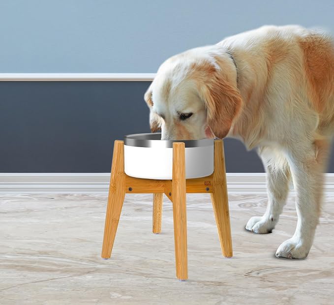 Dog Bowl Stand for Large Dogs - Adjustable, Bamboo | Use to Elevate, Raise Pet Food Water and Slow Feeder Bowls, Expandable with Locking Option, Non-Slip Feet, Stand Only - Image 8