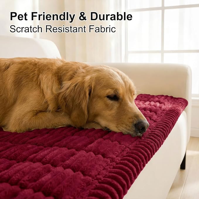 Smiry Couch Cover for Dogs, Non Slip Washable Sofa Protector for Pets | Soft Furniture Cover for Leather & Fabric Couches, Cozy Protect Against Fur, Dirt & Messes, Pet Friendly, 27.6"x82.7" - Image 4