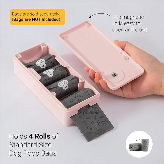 SVD.PET Dog Poop Bag Dispenser, Wall Mount Pet Waste Bag Dispenser Station | Weatherproof Outdoor or Indoor Bag Holder, Easy to Refill Magnetic Cover (Pink, Dispenser only) - Image 4