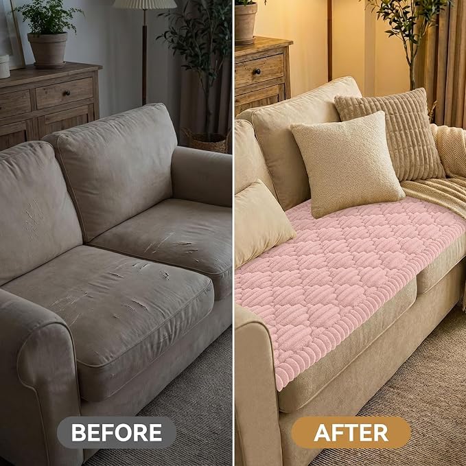 Smiry Couch Cover for Dogs Washable, Non Slip Fuzzy Pet Sofa Protector | Soft Thick Furniture Cover for Sofa, Loveseat and Sectional, Scratch & Pet Hair Resistant (Dusty Rose, 27.6" x 27.6") - Image 6