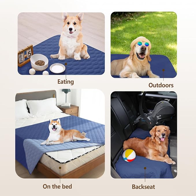 gogobunny 100% Double Sided Waterproof Dog Blanket Soft Pet Bed Cover Reversible Protect Furniture Couch Sofa Car for Puppy Large Dog Cat (Dark Navy/Light Navy, 30x30 Inch (Pack of 1)) - Image 7