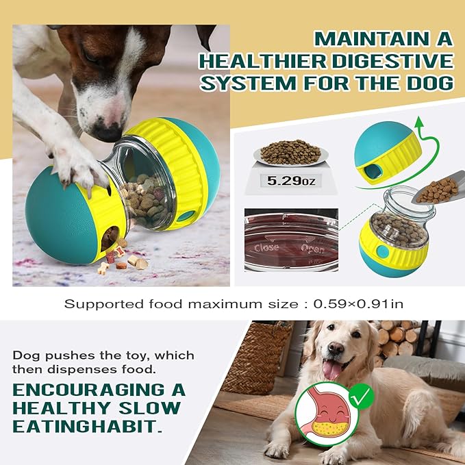 BSISUERM Dog Puzzle Toy Adjustable Treat Dispensing Ball Food Dispenser Tough Slow Feeder Puppy Enrichment Training Toy Pet Interactive Chase Toys for Small Medium Large Dogs to Keep Them Busy, Green - Image 4