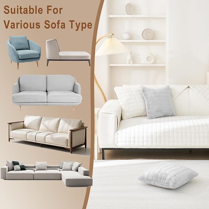 Couch Cover for Dogs,Velvet Non-Slip Couch Covers for Sofa Washable | Sofa Slipcovers for 2 Cushion Couch, Furniture Protector for Pet, L Shaped Sectional Couch Cover White, 36"X47" (Only 1 Pcs) - Image 6