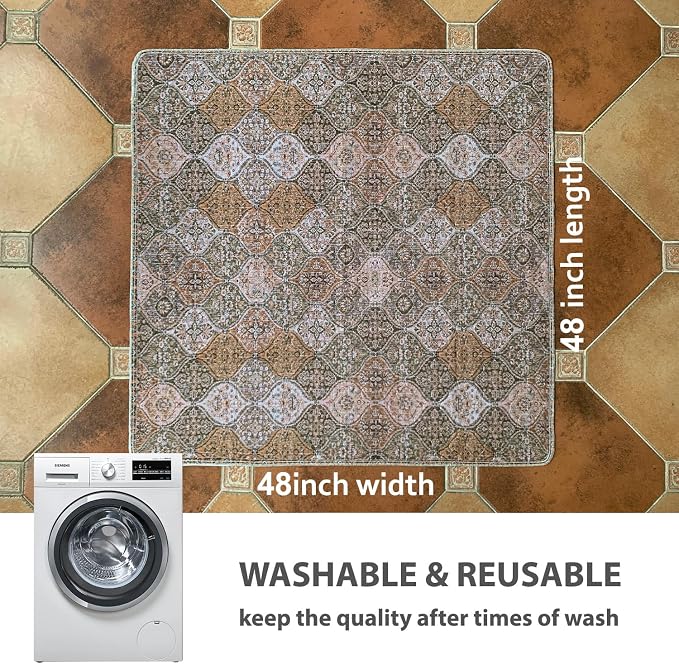 nunubaby Washable Pee Pads for Dogs, Stylish, Non-Slip and Leak-Proof Pee Pads. Reusable Potty Pads for Dogs for Crates and Floors.(Brown/Multi,48" x48" ) - Image 4