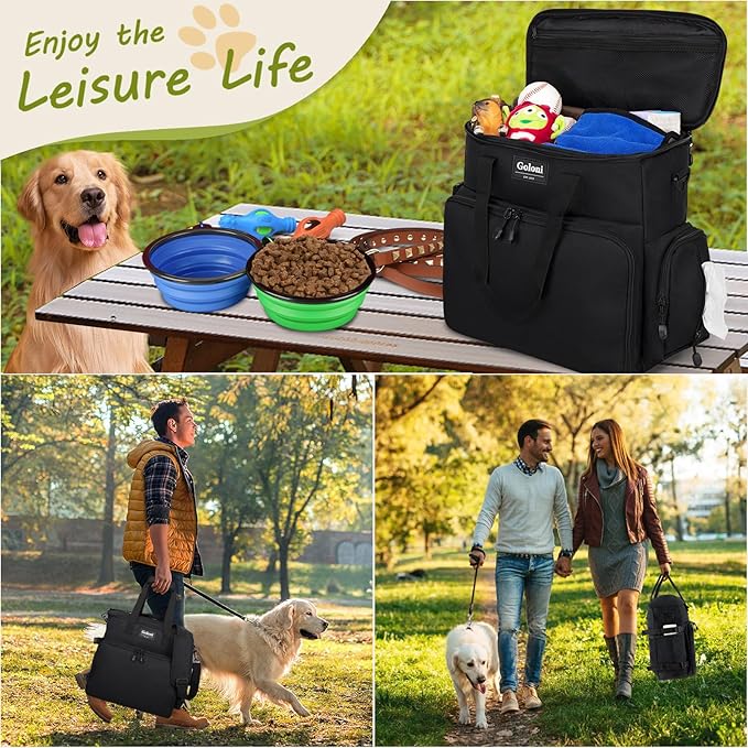 Dog Travel Bag Airline Approved–Pet Travel Tote with Collapsible Bowls,Food Containers & Feeding Mat–Multi-Pocket Organizer for Dogs & Cats, Durable & Water-Resistant for Hiking,Trips,Outdoors - Image 2