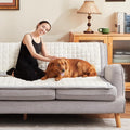 Couch Cover for Dogs Washable,Anti-Slip Back Cat Mat Pet Pad Blanket for Furniture Protector,Fuzzy Pet Sofa Cover for 3 Cushion Couch Sofa Pets Friendly (Ivory, 1pc/27.6"x59"/Seat Cover) by Unknown