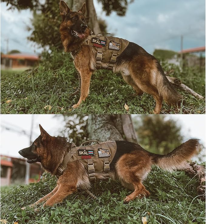 OneTigris No Pull Tactical Dog Harness for Medium Dog, Aire Mesh Dog Vest Harness, Breathable Military Molle Vests with Handles, Service Dog Vest for Walking Hiking Training (M, Brown) - Image 6