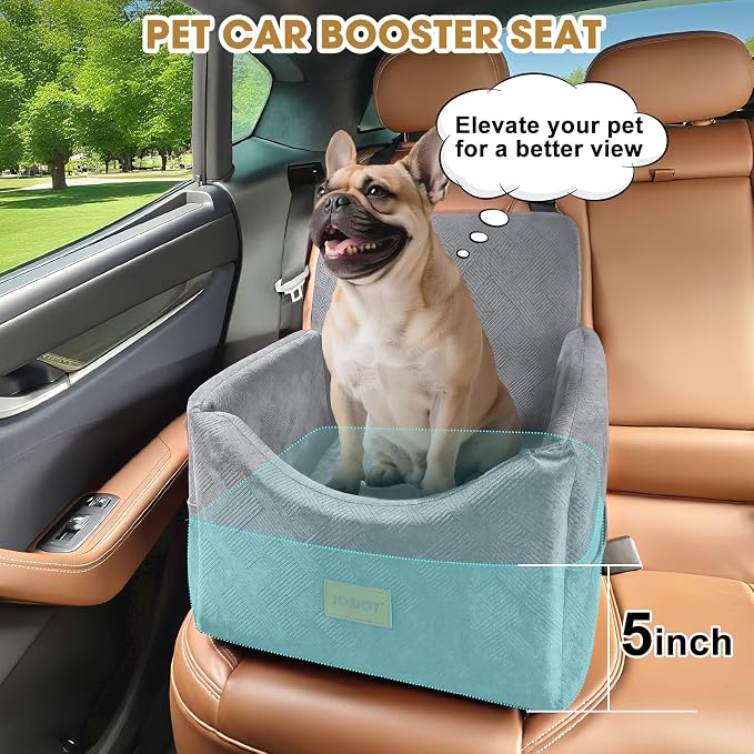 JOEJOY Dog Car Seats for Small Medium Dogs Under 35lbs, Dog Booster Seat with Detachable Washable Cover and Cushion, Memory Foam Pet Car Seat with Safety Belt and Storage Pockets (LG) - Image 4