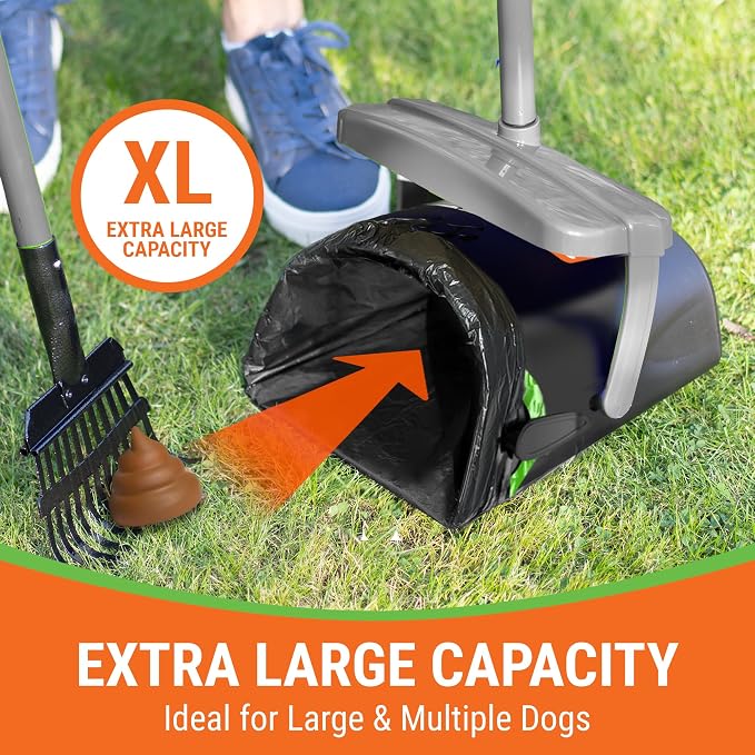 Pupzle Dog Pooper Scooper with Bag Attachment, 40" Long Handle Dog Scooper | Dog Poop Scoop for Yard, Large Capacity Swivel Bin and Rake Pooper Scooper, Lavender Scented Bags for Large Dogs (Grey) - Image 3