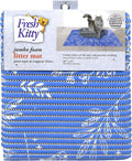 Fresh Kitty Durable XL Jumbo Foam Litter Mat – Phthalate and BPA Free, Water Resistant, Traps Litter from Box, Scatter Control, Easy Clean Mats – Blue Floral 40" x 25" by RoyalPetIncorporated