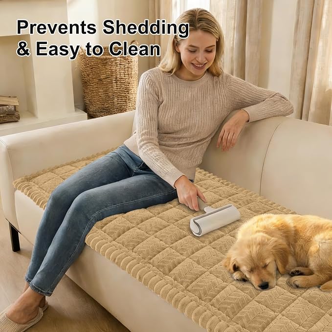 Smiry Couch Cover for Dogs, Non Slip Fuzzy Pet Sofa Covers Washable | Sofa Slipcovers for 3 Cushion Couch, Soft Thick Furniture Protector for Cats Dogs, Against Fur, Dirt, Scratch (27.6"x82.7") - Image 3