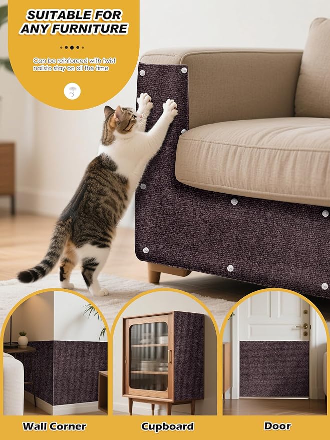 2PCS 39.4"x15.8" Cat Scratch Furniture Protector - Brown | Less claw damage, easier scratch-zone setup, worn post refresh, cleaner couch corners, softer look for cat homes - Image 6
