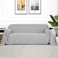 MYSKY HOME Light Grey Geometrical Sofa Covers, Sectional Couch Covers for 2 Cushion Couch Couch Cover Living Room Sofa Throws Sofa Slipcovers for Pets, Kids (Large, 71" x 102", Light Grey) by MYSKYHOME