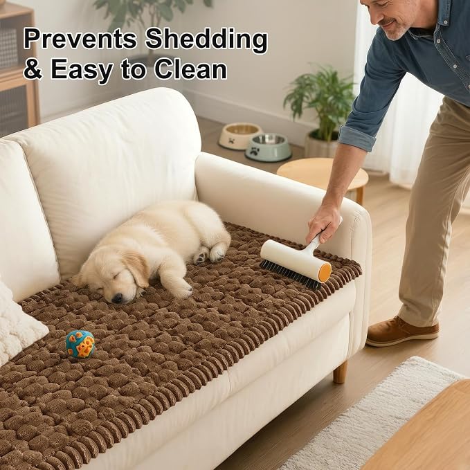 Smiry Non Slip Couch Covers for Dogs, Scratch Resistant Pet Sofa Protector | Machine Washable Soft Fuzzy Thick Furniture Cover for Sofa Loveseat Sectional Large Dogs, Chocolate, 27.6" x 70.9" - Image 6