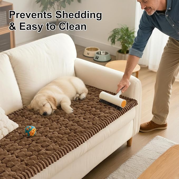 Smiry Non Slip Couch Covers for Dogs, Scratch Resistant Pet Sofa Protector | Machine Washable Soft Fuzzy Thick Furniture Cover for Sofa Loveseat Sectional Large Dogs, Chocolate, 20" x 24", 2 Pieces - Image 6