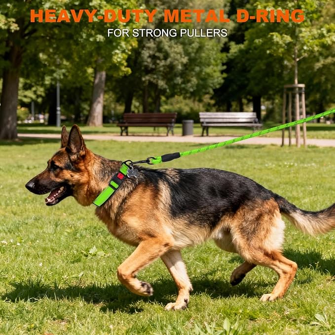 Taglory Reflective Extra Large Dog Collar, Comfortable for Safe Night Walks | Soft Neck Cushioning, Adjustable 18-28 in, Sturdy Webbing Withstands Strong Pullers, Zinc Alloy D-Ring for Leash and ID Tags - Image 6