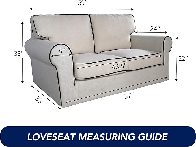 PureFit Reversible Quilted Sofa Cover, Water Resistant Medium Slipcover Furniture Protector, Washable Couch Cover with Non Slip Foam and Elastic Straps for Kids, Dogs, Pets (Loveseat, Blue/Ivory) | Blue/Ivory, Water Resistant Couch Protector, Washable ... - Image 6