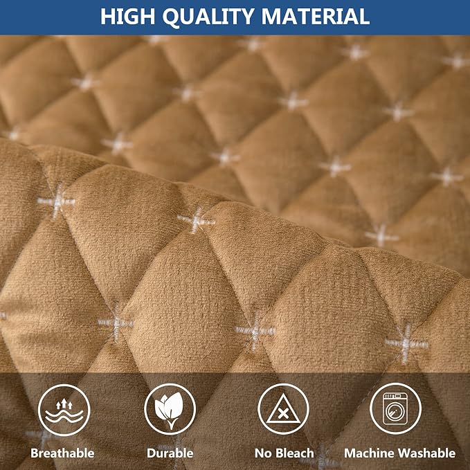 Eismodra Couch Cover,Sectional Couch Covers,Sofa Covers for 3 Cushion Couch,Anti-Slip Sofa Slipcovers for Dogs Cats Kids Loveseat Recliner L Shaped Armrest Backrest,Coffee 36''x47''(Only 1 Piece) - Image 3