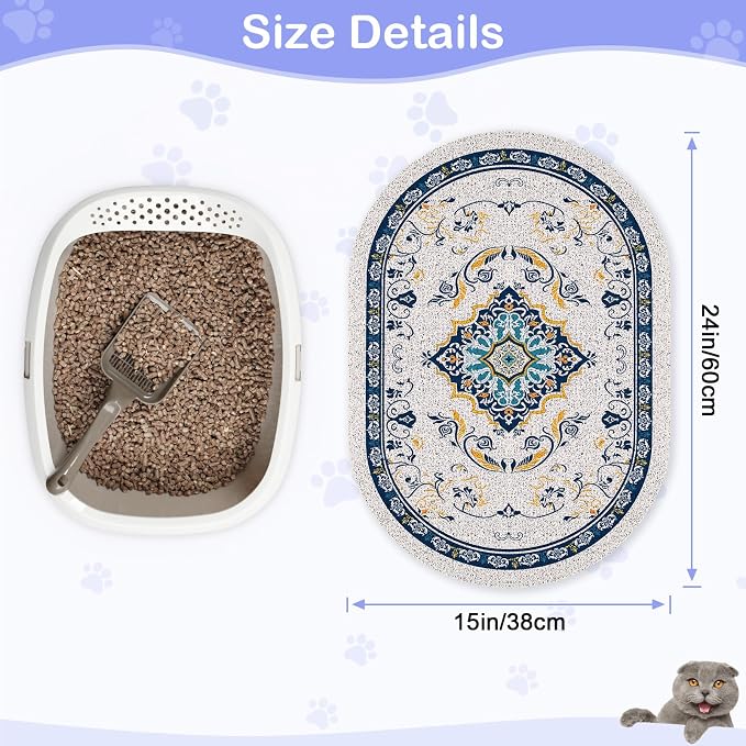 Bienbee Cat Litter Mat, 24" x 15" Dense Trapping Mesh for Litter Boxes | Litter Box Mat with PVC Mesh, Waterproof &Urineproof, Non-Slip Grip, Soft On Kitty Paws and Easy to Clean to Protect Floor - Image 6