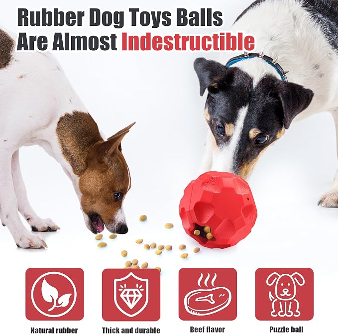 Rubber Treat Dispensing Dog Toys for Aggressive Chewers Large Breed | Dog Treat Ball for Dogs, Balls for Dogs, Interactive Dogs Toys for Boredom to Keep Them Busy, Treat Toy Ball - Image 3