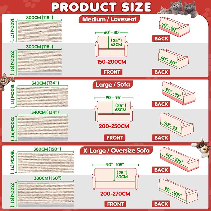 Loiion Cat Scratch Proof Furniture Protector Waterproof Sofa Cover 150"x71" | Pet-Friendly Couch Protector, Anti-Scratch & Anti-Slip Sofa Cover For Cats Dogs Kids, Machine Washable - Image 9
