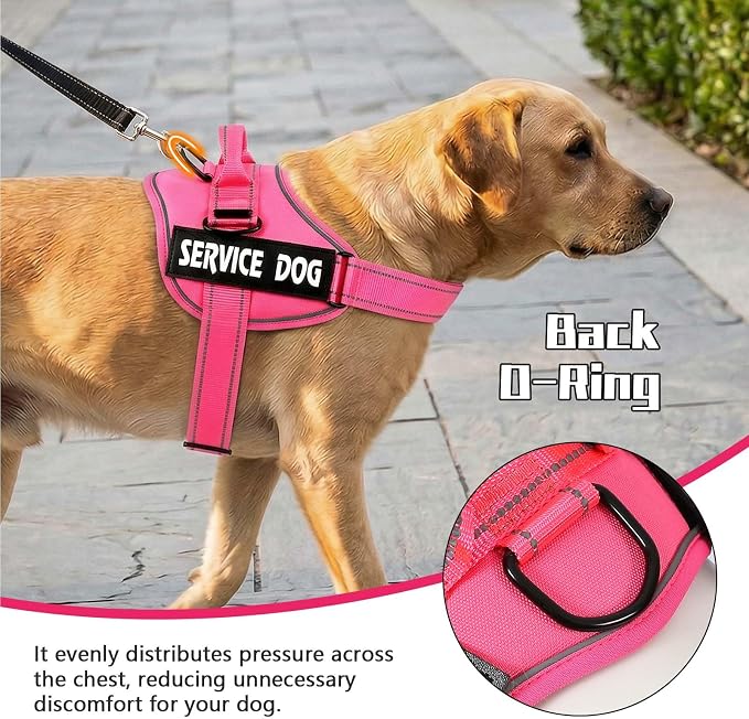 MUMUPET Service Dog Harness, No Pull & Reflective Pet Vest, Hot Pink, S | Easy Control Handle, Soft & Breathable Padding, Adjustable Fit for Small to Large Dogs, 2 Removable Patches - Image 4