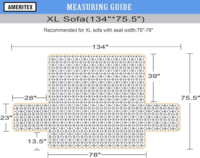 Ameritex Couch Sofa Slipcover 100% Waterproof Nonslip Quilted Furniture Protector Slipcover for Dogs, Children, Pets Sofa Slipcover Machine Washable (Light Grey, 78'') - Image 2