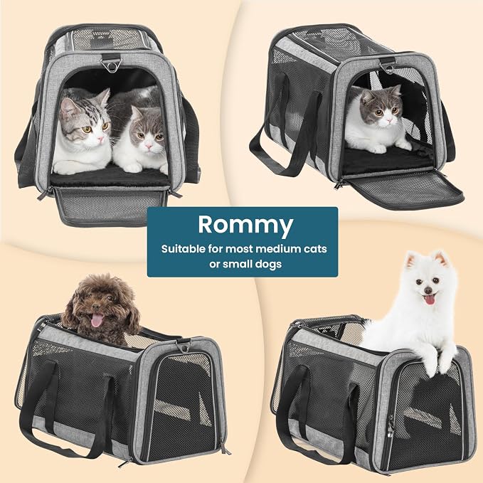 PETSFIT Large Cat Car Carrier,19 x 12 x 12 | Roomy Escape-Proof Cat Car Seat, Safe Driving, Lockable Zippers & Safety Tether, Soft-Sided Travel Carrier - Image 8