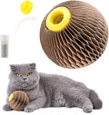 Cat Toys for Indoor Cats, Catnip Toys with Refillable Catnip, 3 Inch Scratcher Ball, Interactive Rolling Scratch Toy for Bored Indoor Adult Felines, Small Corrugated Paper Ball by Unknown