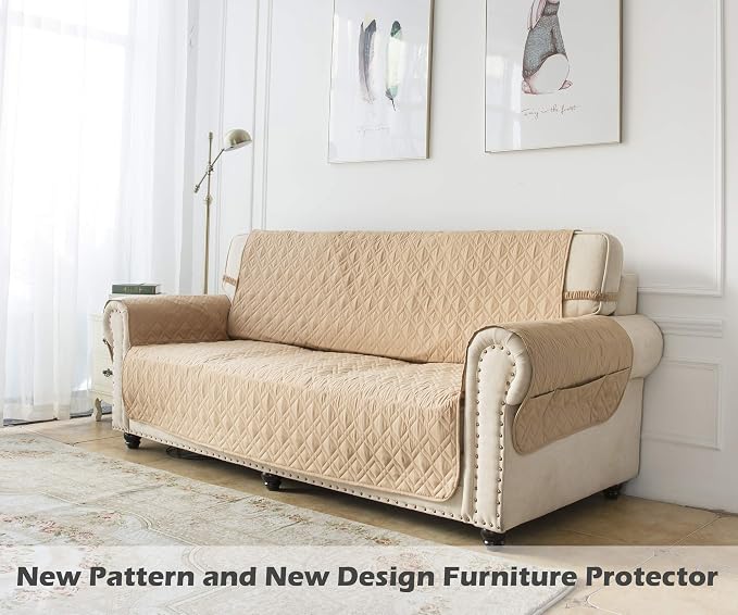 Ameritex Couch Sofa Slipcover 100% Waterproof Nonslip Quilted Furniture Protector Slipcover for Dogs, Children, Pets Sofa Slipcover Machine Washable (Sand, 78") - Image 7