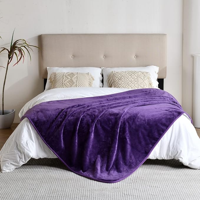 Soft Waterproof Blanket for Bed Couch Sofa, Dark Purple, 60x80inches | Liquid Pee Proof Pet Blanket for Dog Puppy Cat, Reversible Sherpa Fleece Blanket for Couch Cover, Furniture Protector - Image 3