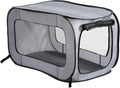 Portable Collapsible Pop Up Kennel, 36" L x 22" W x 22" H, Gray | Collapsible indoor/outdoor travel cat and dog crate with mesh screen windows pops up and folds flat for easy storage by BeatriceHomeFashions