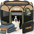 Dog Cat Small Animal Puppy Playpen with Pee Pad, Large, Olive Green | Portable Pop Up Pet Cage Enclosure Tent Kennel Indoor Outdoor with Carrying Case, No Assembly, Camping Use by MZNZ