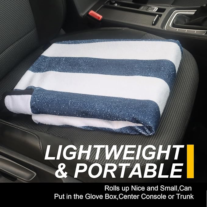 Back Seat Cover for Car Trucks Van SUV Jeep,Waterproof Rear Bench Towel Seat Covers for Dogs and Kids,Automotive Backseat Protector (Blue Stripe) - Image 8