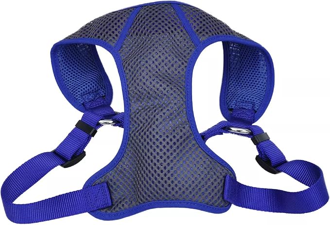 Coastal Pet Comfort Soft Sport Wrap Adjustable Dog Harness - Large & Small Dog Harness - Durable Harness for Dogs with Mesh Chest Pad - Grey with Blue, 5/8" x 16-19" by CoastalPet