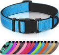 Joytale Reflective Dog Collar, Adjustable Neoprene Padded, Sky Blue M | Breathable Nylon for Medium Dogs, No Chafing on Walks and Backyard Play, All-Day Comfort, Metal D-Ring, Night Safety by Joytale