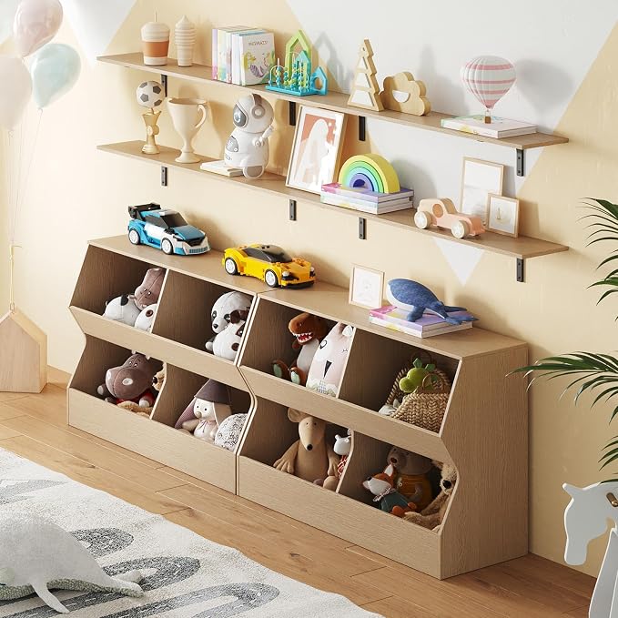 Long Wall Shelves, 55.1Inch Wooden Wall Mounted Shelves, Set of 2 | Large Floating Book Shelves with Metal Bracket, Easy Assembly, Max Load 33lbs, Wall Storage Ledges, Bedroom/Bathroom, Natural - Image 2