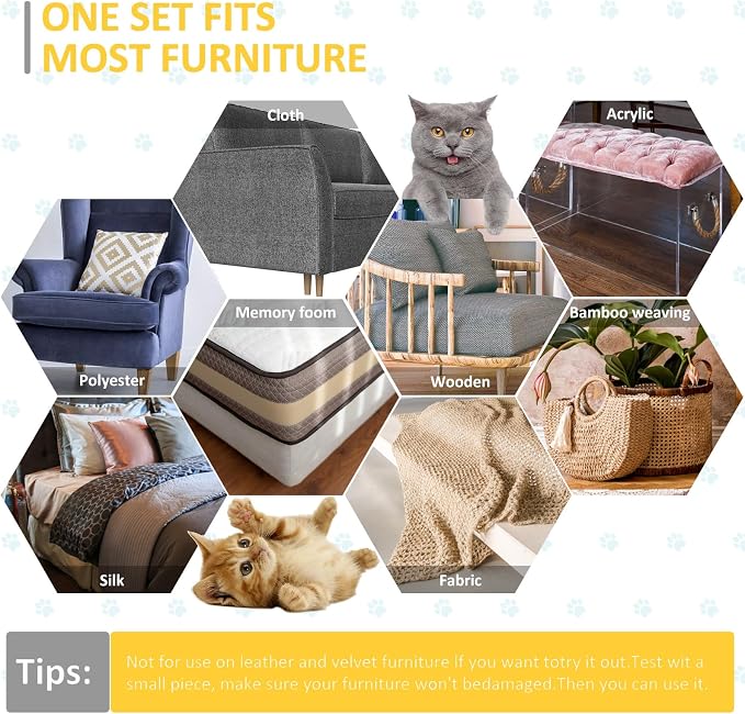 XMZCYMyo Anti Cat Scratch Furniture Protectors, 11PCS Cat Scratch Deterrent Tape, Couch Corner Protectors for Cats, Double Sided Sofa Anti Scratching Sticky Tape - Image 5