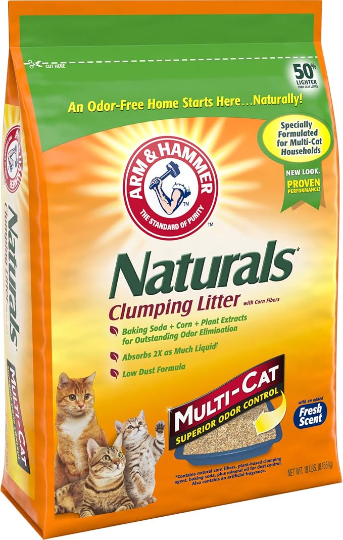 ARM & HAMMER Naturals Clumping Cat Litter, Multi Cat, 18 lbs | Plant-Based, Easy Scoop Clumps, Outstanding Odor Control, 2X Liquid Absorption, Low Dust, Lightweight Formula - Image 11