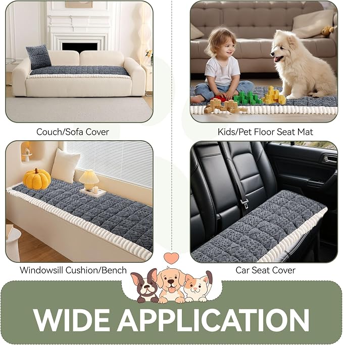 OTOB Couch Cover for Dogs Washable Pet Friendly, Non Slip Plush Fuzzy Love Seat Couch Covers Sofa Slipcovers, Geometric Jacquard Soft Pet Cushion Mat Protector All Seasons, (Dark Gray, 27.6" x 59.1") - Image 7