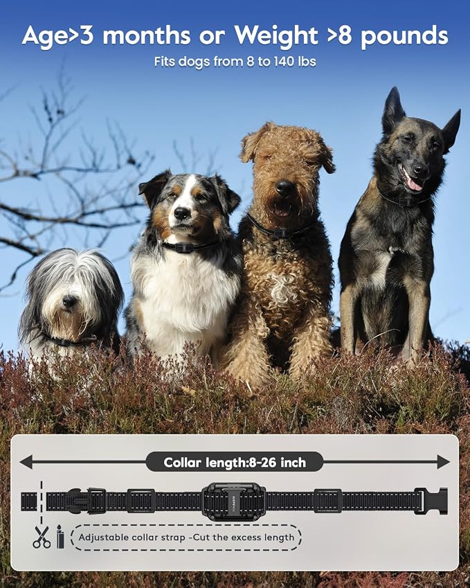 SLOPEHILL Dog Training Collar,4200FT Shock Collar for 2 Dogs (8-140lbs) | IP68 Waterproof e Collar with Beep,Vibration,Shock,Light,No Shock Modes,Shock Collar with Remote,Removable Prongs,Black Green - Image 6