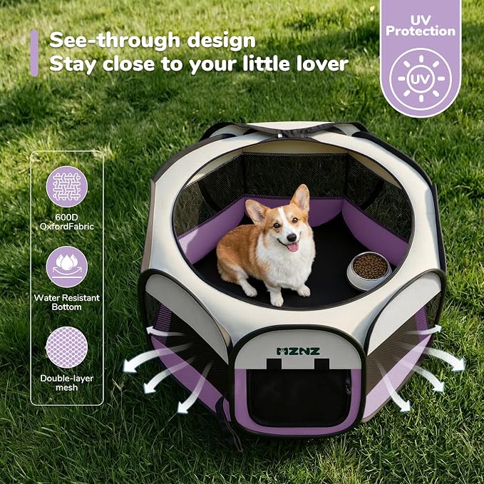 Dog Cat Small Animal Puppy Playpen Crate, Medium, Purple - Image 6