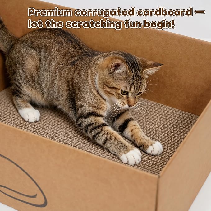 Multi-Use Cat Scratcher, 17.5" Large Cat Scratcher Pad 5 Pcs with Box, Reversible Cardboard Cat Scratcher Lounge for Indoor Cats and Kittens, Post and Furniture Protector - Image 4