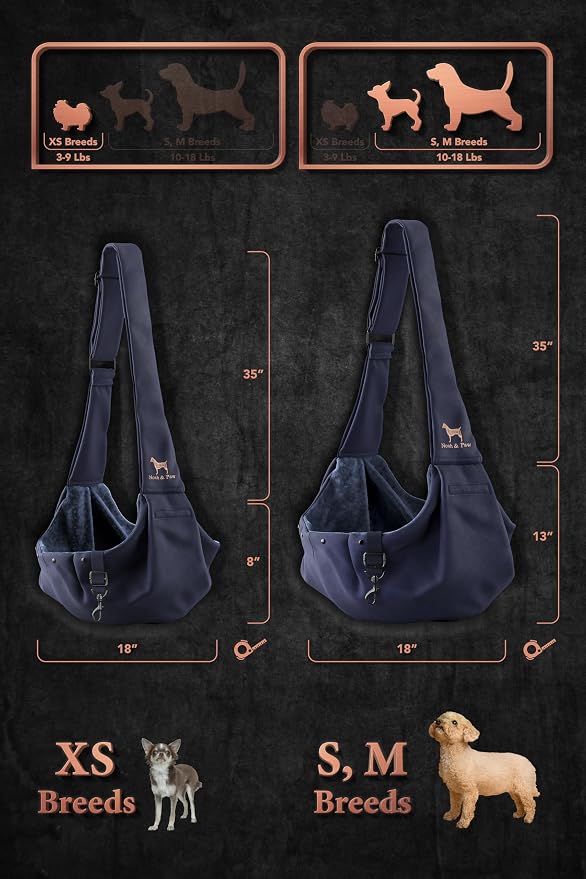 Noah & Paw Dog Sling Carrier for Small Dogs 3-10lb, Dog Sling for Small Dogs and Cats, Dog Carrier with Adjustable Padded Strap, Premium Twill, Lined with Fur, Double Safety Feature, Machine Washable - Image 4