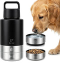 Dog Water Bottle with 2 Bowls, 32 oz Insulated Stainless Steel Portable Pet Travel Bottle, Food and Water Bowl Set for Walking Hiking Camping, Large Dog Accessories, Black by FUYEC