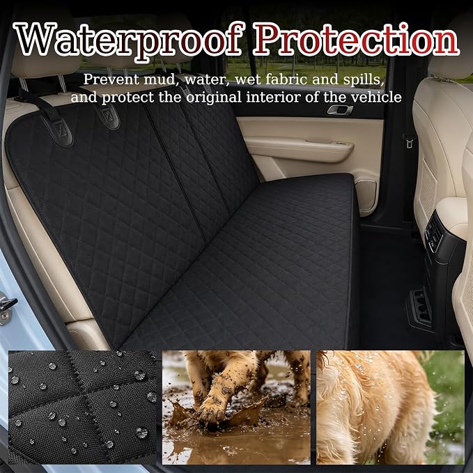 Water & Scratch Resistant Dog Car Seat Cover for Back Seat | Protects Car Seats,Non-Slip,Pre-Cut Holes,Oxford Cloth Material,Easy to Clean,Universal Fit for Cars,SUVs,MPVs - Image 4