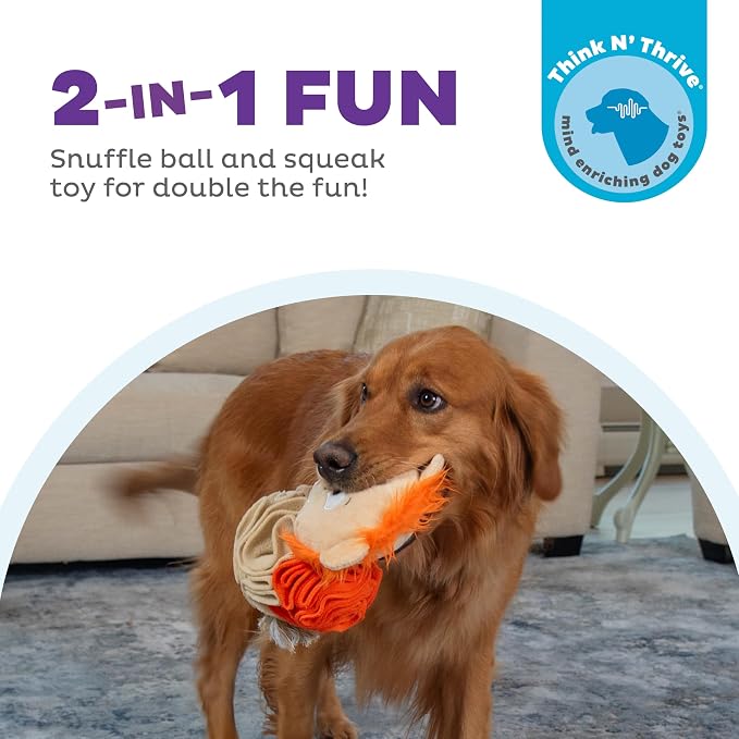 Outward Hound by Nina Ottosson Stuff N' Snuffle Plush Snuffle Ball Dog Puzzle, Lion, Multicolored - Image 2