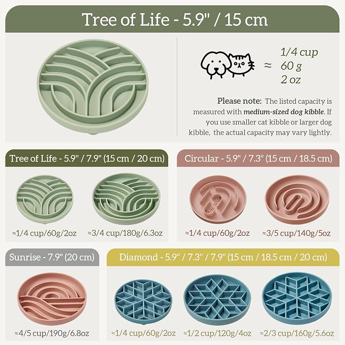 OHMO Slow Feeder Dog Bowl, 5.9" Lick Mat for Dogs, Tree of Life, Light Blue | Cat Slow Feeder Bowl, Anti Choking, Enrichment Toys, BPA-Free Silicone Feeding Bowl, Boredom and Anxiety Reducer - Image 2